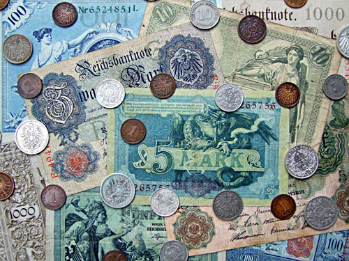 Banknoten Geldscheine Münzen Deutsches Kaiserreich Deutsche Kaiserzeit Deutsches Reich Kupfermünzen Silbermünzen